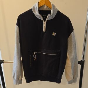 Brixton Men's Black and Gray Zip-Up Sweater